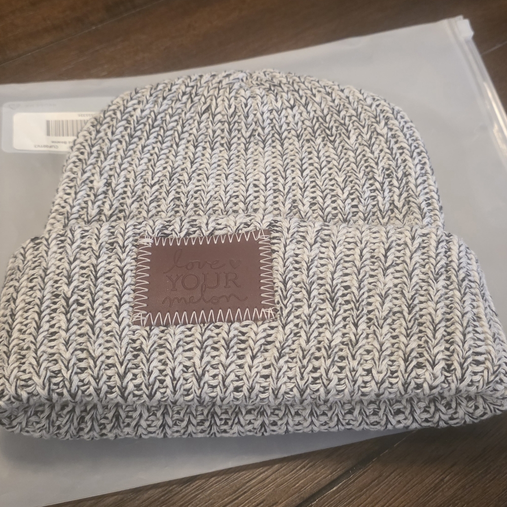 Love Your Melon Black and White Knit Beanie